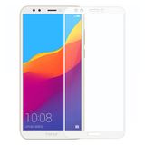Ehr. Huawei Y7 2018 Uyumlu Full Kaplayan Temperli 5D Ekran Koruyucu Cam (Beyaz)