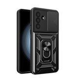 Ehr. Samsung Galaxy A35 ile Uyumlu Kamera Sürgülü ve Korumalı [Askeri Sınıf Korumalı] Darbe Önleyici, Köşe Korumalı Yüzüklü Standlı Tank Kılıf (Siyah, Samsung Galaxy A35)