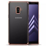 Ehr. Samsung Galaxy A8 Plus ile Uyumlu Darbeye Karşı Dayanıklı Lazer Kesim Silikon TPU Kılıf (Pembe, Samsung Galaxy A8 Plus)