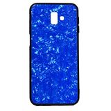 Ehr. Samsung Galaxy J6 Plus Uyumlu Yanları Silikon Arkası Cam Darbeye Karşı Dayanıklı Silikon Kılıf (Mavi, Samsung Galaxy J6 Plus)