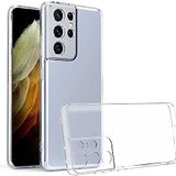 Ehr. Samsung Galaxy S21 Ultra Uyumlu Kamera Korumalı Darbe Önleyici Ultra Slim TPU Şeffaf Silikon Kılıf (Şeffaf, Samsung Galaxy S21 Ultra)