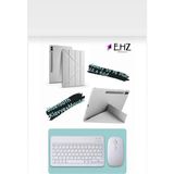 EHZ Teknoloji Galaxy S9 Fe Plus 12.4 Uyumlu Standlı Tablet Kılıfı + Bluetooth Klavye Mouse Set - Gri