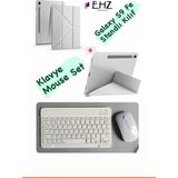 EHZ Teknoloji Galaxy Tab S9 Fe Uyumlu Standli Tablet Kilif Bluetooth Klavye Mouse Set - Gri