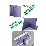 EHZ Teknoloji Galaxy Tab S9 Fe Uyumlu Standli Tablet Kilif Bluetooth Klavye Mouse Set - Mor
