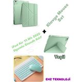 EHZ Teknoloji iPad Air 11 M4 (2026) Uyumlu Siyah Standlı Kılıf + Klavye Mouse Set - Fıstık Yeşili