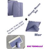 EHZ Teknoloji iPad Air 11 M4 (2026) Uyumlu Siyah Standlı Kılıf + Klavye Mouse Set - Mor