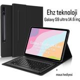 EHZ Teknoloji Samsung Galaxy Tab S9 Ultra Keyboard Case 14.6”, Detachable Wireless Keyboard|smart Folio Cover With Pencil Holder|auto Sleep/wake For Tab S9 Ultra 2023(X910/X916/X918)/S8 Ultra 2022 (X900/X906) Black - Siyah