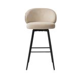 Eichholtz Camerota Bar Taburesi, Sabino Beji & Siyah Ahşap, Modern Zarafet, %100 Polyester Kumaş