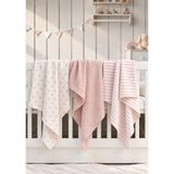EIFIN Müslin Örtü & Battaniye 3'lü Set %100 Pamuk Oeko-Teks Sertifikalı 80X80 cm - 80 x 80 cm - Pembe - Beyaz