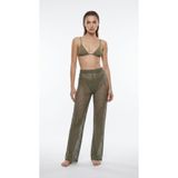 Eight Fashion Kadın Haki Geometrik Desenli Dantel Lastikli Plaj Pantolon