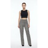 Eight Fashion Kadın Siyah Beyaz Zigzag Desenli Pamuklu Dantel Lastikli Plaj Pantolon