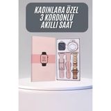 Eilo Luxe Akıllı Saat 3 Kordonlu ve Aksesuarlı Bayanlar Için Şık Rose Renk - AA002C-67Y3A4 - Çok Renkli