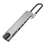 Eilo Luxe Ally 8 Port USB 8in1 3.0 Type-C HDMI 3xusb+2 Pd) RJ45 Hub Adaptör Çoklayıcı Tf S - AA002C-67A9L - Gri