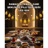 Eilo Luxe Dekoratif Ramazan LED Işık Pilli Cami Tasarımlı Zincir Aydınlatma - AA002C-68BYE7 - Çok Renkli