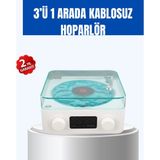 Eilo Luxe Retro Tasarımlı Gece Lambalı Bluetooth Hoparlör – Saat ve Pil Göstergeli - AA002C-67TVH4 - Çok Renkli