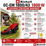 Einhell 1800/43 1800 W Elektrikli Çim Biçme Makinesi + 20 Metre Makaralı Uzatma Kablosu ,iş Gözlüğü ve Iş Eldive Hediye - UZATMA KABLO VE İŞ GÖZLÜĞÜ, ELDİVENİ HEDİYE