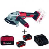 Einhell 2x4 Ah Starter Kit + Bez Çanta + Axxio 125 mm Kömürsüz Akülü Avuç Taşlama