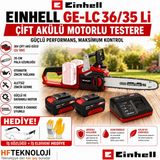 Einhell 2X4AMPER Akülü 36/35 Li 36V Kömürsüz Ağaç Kesme Makinesi + Iş Gözlüğü ve Iş Eldiveni Hediye - İş Gözlüğü ve İş Eldiveni HEDİYE