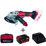 Einhell 4 Ah Starter Kit + Bez Çanta + Axxio 125 mm Kömürsüz Akülü Avuç Taşlama