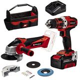 Einhell Akülü Alet Seti TE-TK 18/2 Li Kit (CD+AG) Power X-Change (Li-Ion, 2x 18 V, 1x 4 Ah akü ve şarj cihazı, avuç taşlama aksesuarları, uç kutusu, çanta dahil) - 4257240