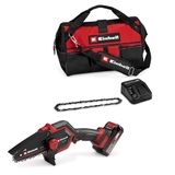 Einhell Akülü Dal Budama Testeresi GE-PS 18/15 Li Bag Kit Power X-Change (18 V, Kömürsüz, 12,5 cm kesme uzunluğu, 2,5 Ah akü, şarj cihazı, yedek zincir, Einhell Bag 45/29 dahil)