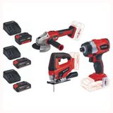 Einhell Axxio 18/115 Q + TC-JS 18'li Dekupaj 2x4.0 Ah Avuç Taşlama Set