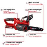 Einhell GE-LC 18/25-1 Li Kit (1x3.0 Ah) Power X-Change Akülü Ağaç Kesme (18 V, 23 cm kesim uzunluğu, 4.5 m/s zincir hızı, otomatik zincir yağlama, 3.0 Ah akü ve şarj cihazı dahil) - 4501760