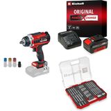 Einhell IMPAXXO 18/450 - Solo, Kömürsüz Akülü Darbeli Somun Sıkma + 18V 4,0 Ah PXC Starter Kit, Akü ve Şarj Cihazı + Bits uç seti 40 parça, M-CASE kutu