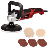 Einhell Polisaj ve Zımpara Makinesi CC-PO 1100/150 E (1.100 W, 150 mm polisaj tabanı, aksesuarlar için cırt cırt bağlantı, köpük başlıklar, zımpara kağıtları, sentetik cila başlığı dahil) - 2093275