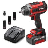 Einhell Professional akülü darbeli somun sıkma makinesi IMPAXXO 18/450 (1 × 4.0 Ah) Power X-Change (18 V, 450 Nm, kömürsüz, harici kare sürücü, 4 Ah akü, şarj cihazı, somun seti dahil)
