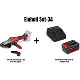 Einhell Set-34 (Einhell Tp-Ag 18/125 F Li Bl - Solo, Akülü Avuç Taşlama+Einhell 18V 4,0 Ah Pxc Starter Kit, Akü & Şarj Cihazı) - yok