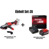 Einhell Set-35 (Einhell Tp-Ag 18/125 F Li Bl - Solo, Akülü Avuç Taşlama+Einhell 5,2 Ah Pxc Starter-Kit Akü & Şarj Cihazı)