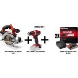 Einhell Set-4 (Einhell Te-Cs 18/150 Li Akülü Daire Testere+Einhell Te-Cd 18/40 Li Akülü Vidalama+2Xeinhell 18V 2,5 Ah Pxc Starter Kit, Akü & Şarj Cihazı)