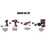 Einhell Set-59(18/350-C Li Bl Akülü Darb. Somun Sık-Kömürsüz+18/48 Li-İ Akülü Darbeli Vidalama+18/115 Q Akülü Avuç Taşlama+2X18v 2,5 Ah Pxc Starter Kit, Akü & Şarj Cihazı)