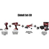 Einhell Set-59(Einhell Tp-Cw 18/350-C Li Bl Akülü Darb. Somun Sık+Einhell Te-Cd 18/48 Li-I Akülü Darbeli Vidalama+Einhell Axxıo 18/115 Q Akülü Avuç Taşlama+2xeinhell 18V 2,5 Ah Akü & Şarj Cihazı)