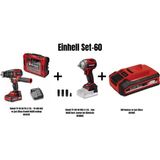 einhell set-60(einhell tp-cd 18/70 li-ı bl drabeli akülü matkap+einhell tp-cw 18/350-c li bl akülü darb. somun -kömürsüz+3ah batarya ve şarj cihazı)