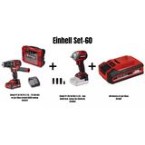 Einhell Set-60(Einhell Tp-Cd 18/70 Li-İ Bl Drabeli Akülü Matkap+Einhell Tp-Cw 18/350-C Li Bl Akülü Darb. Somun Sık-Kömürsüz+3Ah Batarya Ve Ş