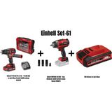 Einhell Set-61(Einhell Tp-Cd 18/70 Li-I Bl Drabeli Akülü Matkap+Einhell Impaxxo 18/450 Kömürsüz Akülü Darbeli Somun SIKMA+3AH Batarya ve Şarj Cihazı)