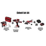 Einhell Set-64(einhell Professional Tp-hd 18/22 Li Bl Akülü Kırıcı Delici+einhell Te-cd 18/48 Li-i Akülü Darbeli Vidalama+einhell Axxio 18/115 Q Akülü Avuç Taşlama+2xeinhell 18v 4,0 Ah Pxc Starter Kit, Akü ve Şarj Cihazı)