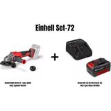 Einhell Set-72(Einhell Axxıo 18/125 Q Akülü Avuç Taşlama+Einhell 18V 4,0 Ah Pxc Starter Kit, Akü & Şarj Cihazı)