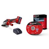 Einhell TC-AG 18/115 Li (1x4,0Ah), Akülü Avuç Taşlama + Einhell İnox kesici disk 115x1,0 mm 5 adet