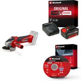 Einhell TC-AG 18/115 Li - Solo Akülü Avuç Taşlama + 18V 4,0 Ah PXC Starter Kit, Akü ve Şarj Cihazı + İnox kesici disk 115x1,0 mm 5 adet