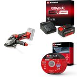 Einhell TE-AG 18/115 Li - Solo Akülü Avuç Taşlama + 18V 4,0 Ah PXC Starter Kit, Akü ve Şarj Cihazı + İnox kesici disk 115x1,0 mm 5 adet