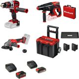 Einhell TE-CD 18 Li-i + AXXIO 18/125 Q + TE-HD 18/20 - Akülü Kömürsüz Usta Seti (2,5 Ah Akü ve Şarj Cihazı,4,0 Ah Akü ve Şarj Cihazı ve Çanta Dahildir)