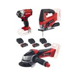 Einhell TE-CI 18/1 Vidalama + TC-JS 18 Lİ Dekupaj + TE-AG 18/115 Avuç Taşlama + 3 x 2.5 Ah Akülü Usta Seti