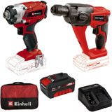 Einhell TE-HD 18'li Pnömatik Matkap + 4 Ah Starter Kit + Bez Çantalı Set + TE-CI 18/1'li Darbeli Vidalama