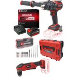 Einhell TP-CD 18/120 Li-i BL Akülü Darbeli Matkap + Dik Açılı Vidalama, 4,0 Ah Akü, Şarj, 18 Parça Uç Seti ve Çanta