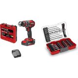 Einhell TP-CD 18/60 Li- i BL (1x2,0Ah), Akülü Darbeli Vidalama + Einhell Matkap uç bits seti 39 parça (Metal, beton), M-BOX kutu