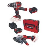 Einhell TP-CD 18/60 Li-I BL Matkap+Axxio 18/125 Q Avuç Taşlama 2x4.0 Ah Kömürsüz Akülü Set