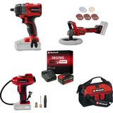 Einhell TP-CW 18 Li BL + CE-CC 18 Li + CE-CP 18/180 Li E - Oto Seti (4,0 Ah Akü ve Şarj Cihazı , Polisaj Pedi ve Çanta Dahildir)